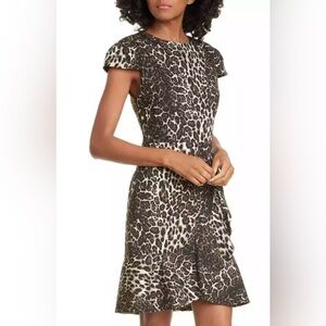 Alice and Olivia Kirby Ruffle Hem Leopard Print Women's Dress (size 6)